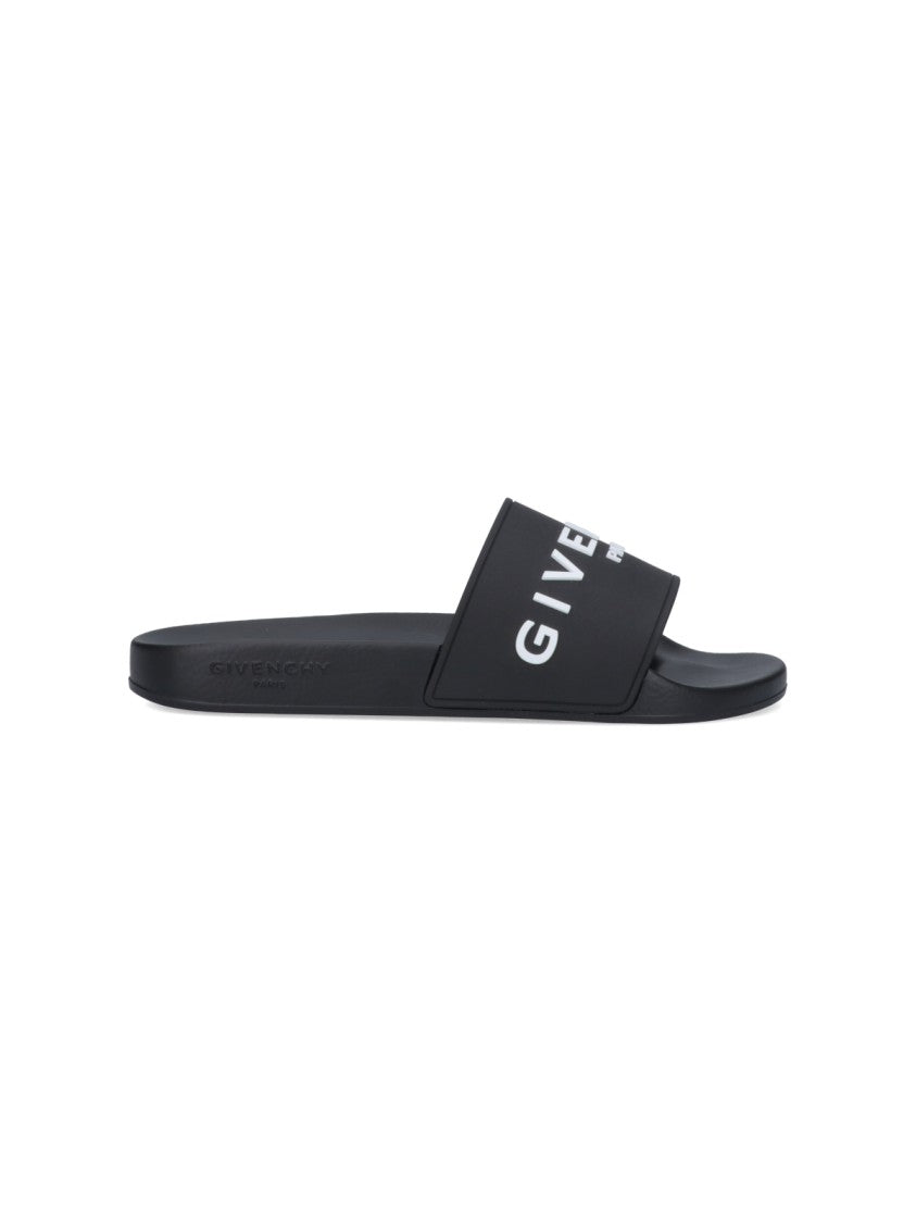 Givenchy Black Rubber Logo Slide