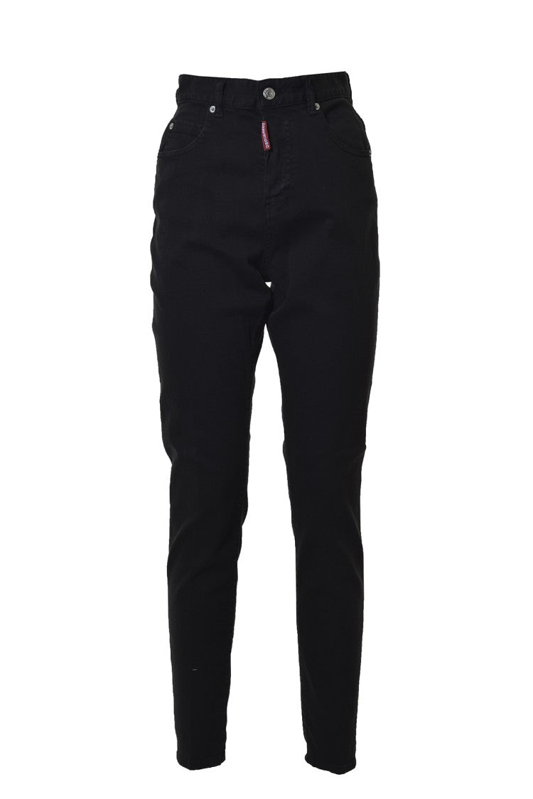 Dsquared2 High Waist Twiggy Jeans In Black Denim