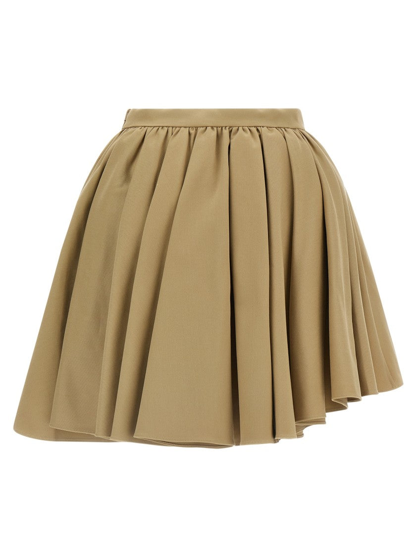 Self-Portrait Flared Asymmetrical Mini Skirt With Pleated Design
