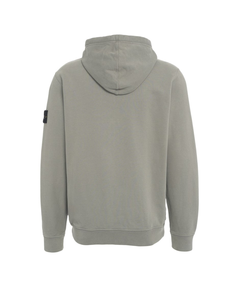 Stone Island Zip-Up Hoodie With Embroidered Logo Patch