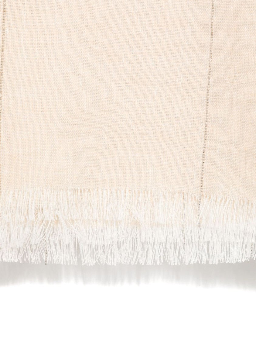 Peserico Beige Scarf With Fringed Edges