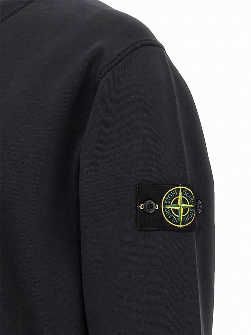 Stone Island Minimalist Black Long-Sleeve Sweatshirt With Patch Logo