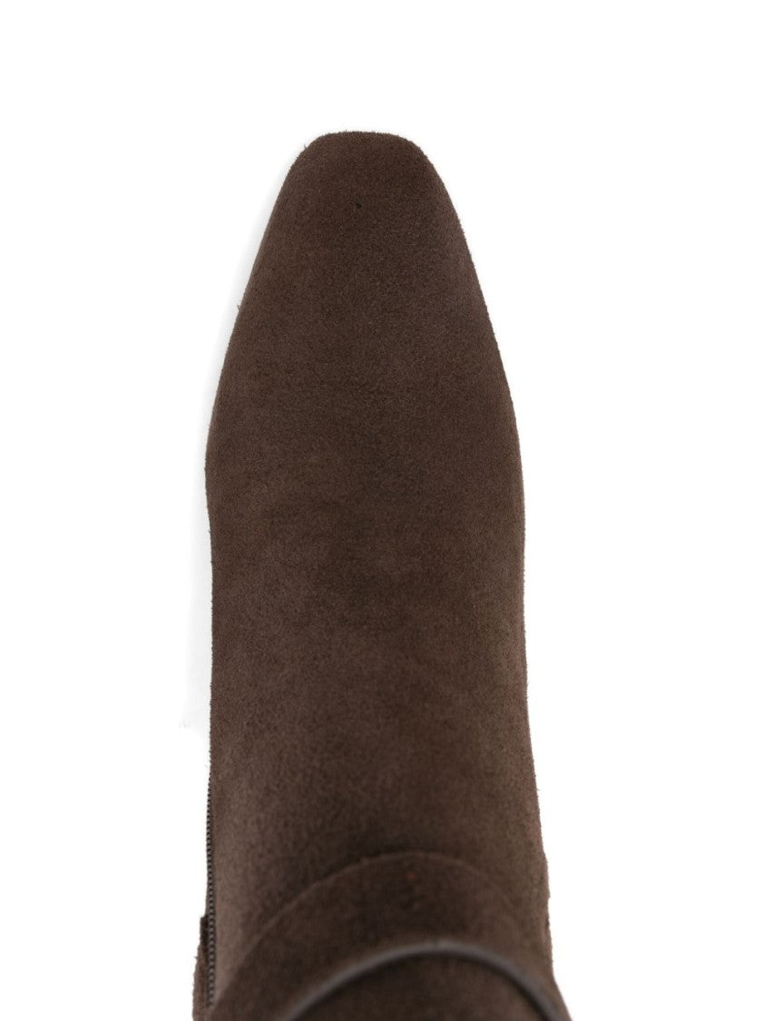 Liu Jo Brown Suede Ankle Boots With Gold-Tone Buckle