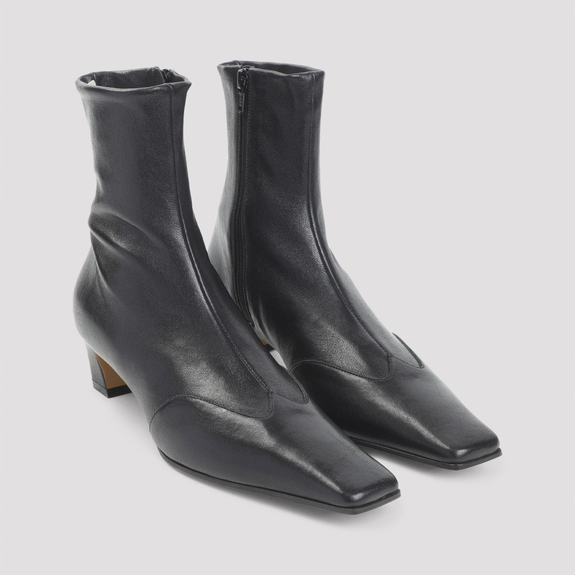 Khaite Pointed Toe Ankle Boots With Smooth Lamb Leather