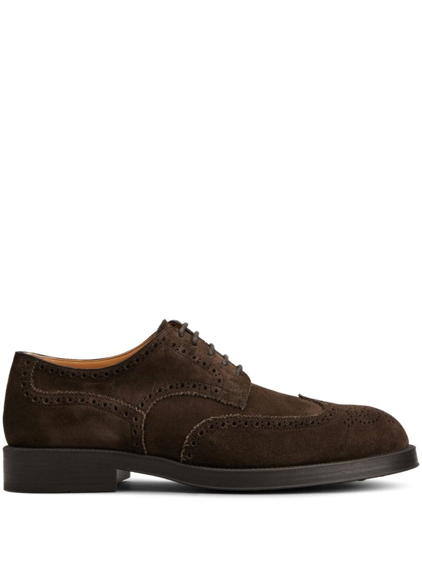 Tod's Brogue Lace-Up Shoes In Rich Suede