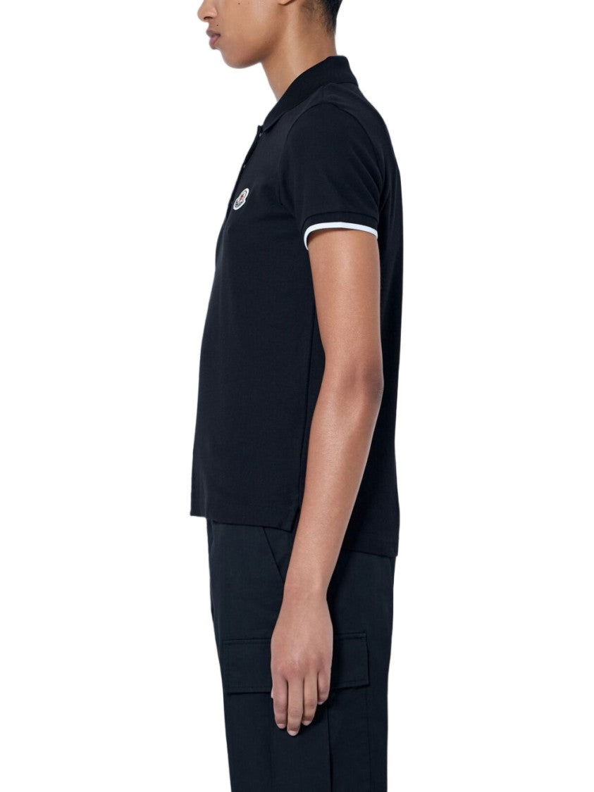Moncler White Short-Sleeved Polo Subtle Trim Shirt