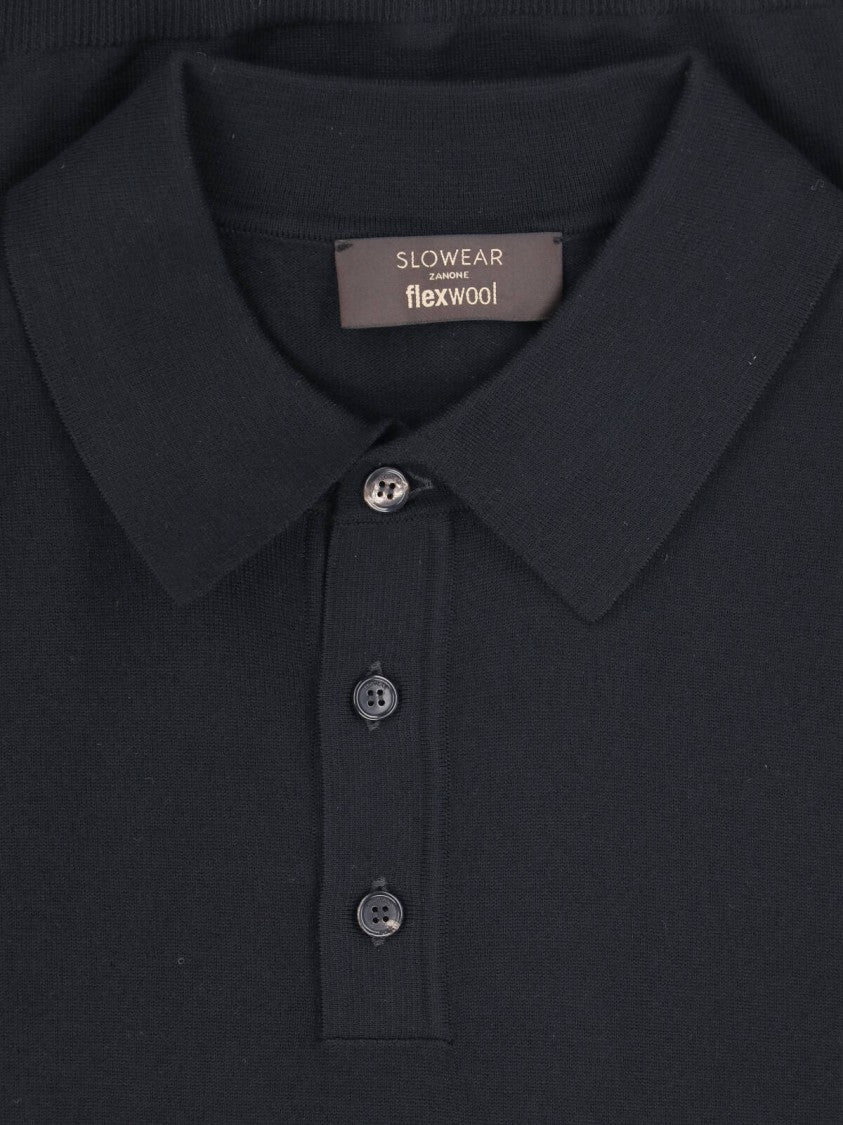 Zanone Virgin Wool Classic Collar Long-Sleeve Polo Shirt
