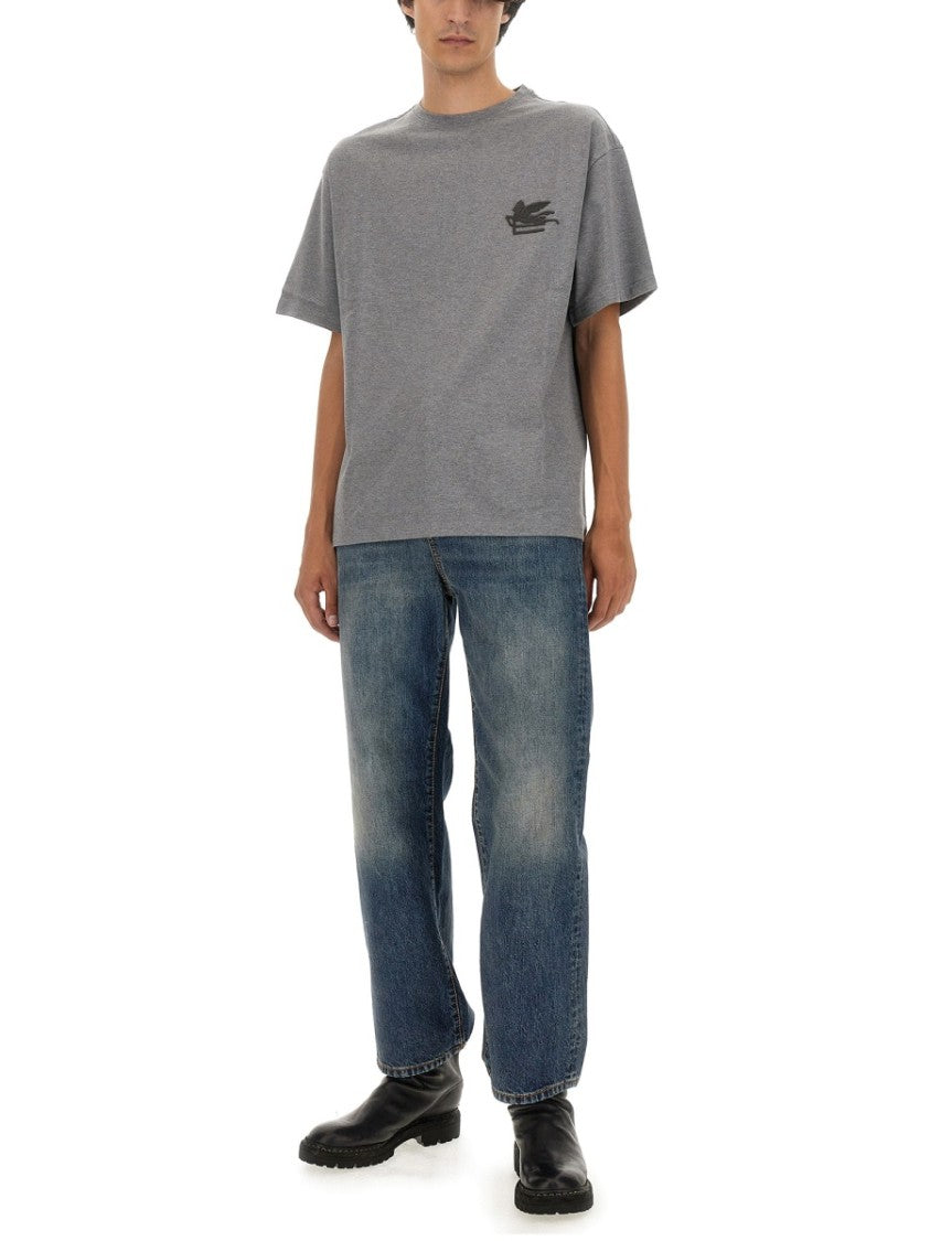 Etro Pegasus Embroidered Grey T-Shirt