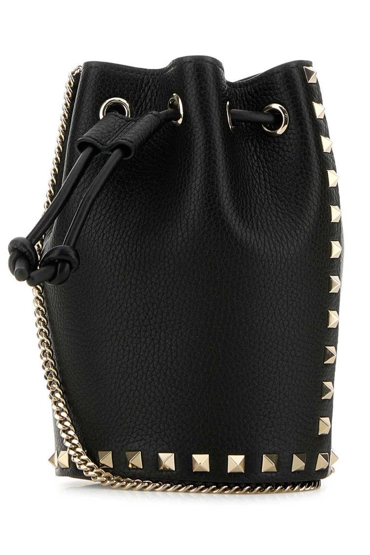 Valentino Garavani Black Leather Bucket Bag