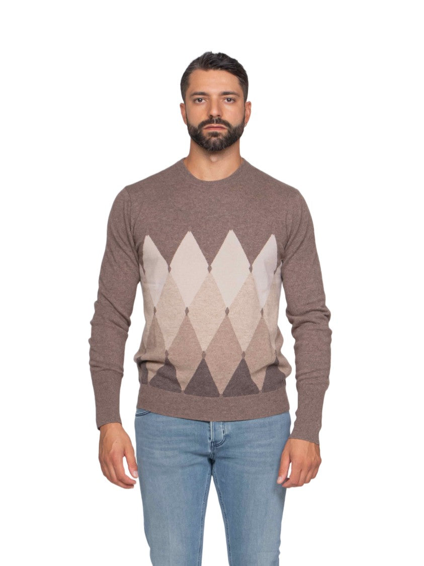 Ballantyne Tailored Long-Sleeve Knit Sweater With Argyle Pattern