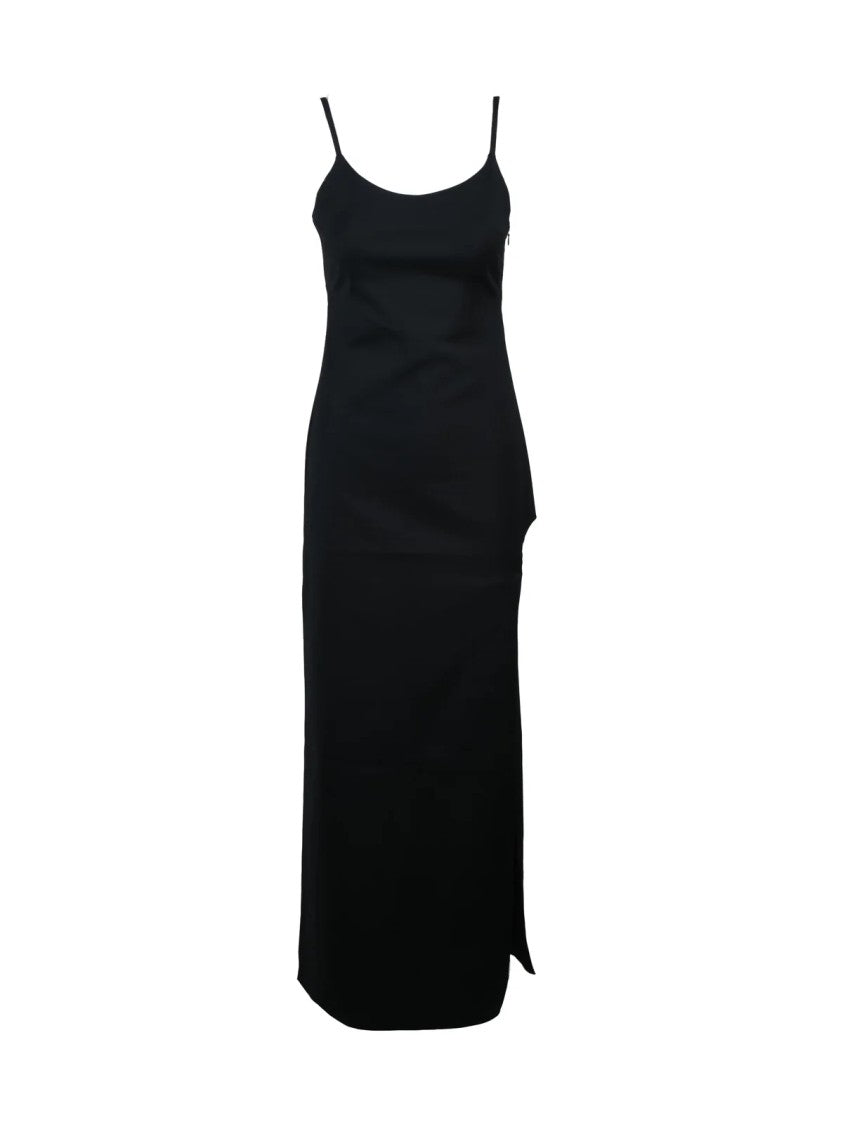 Coperni Form-Fitting Maxi Dress With Side Slit And Leather Detail