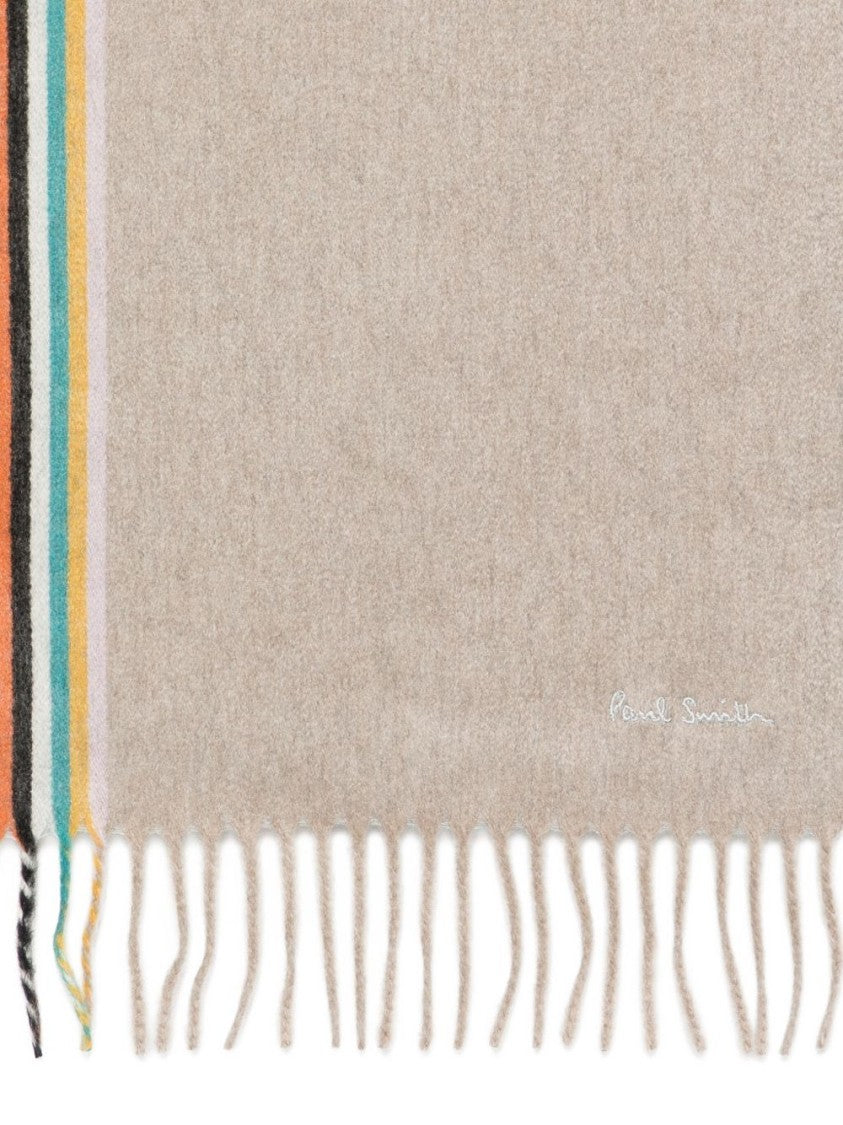 Paul Smith Reversible Cashmere Scarf With Multicolored Stripe Detail