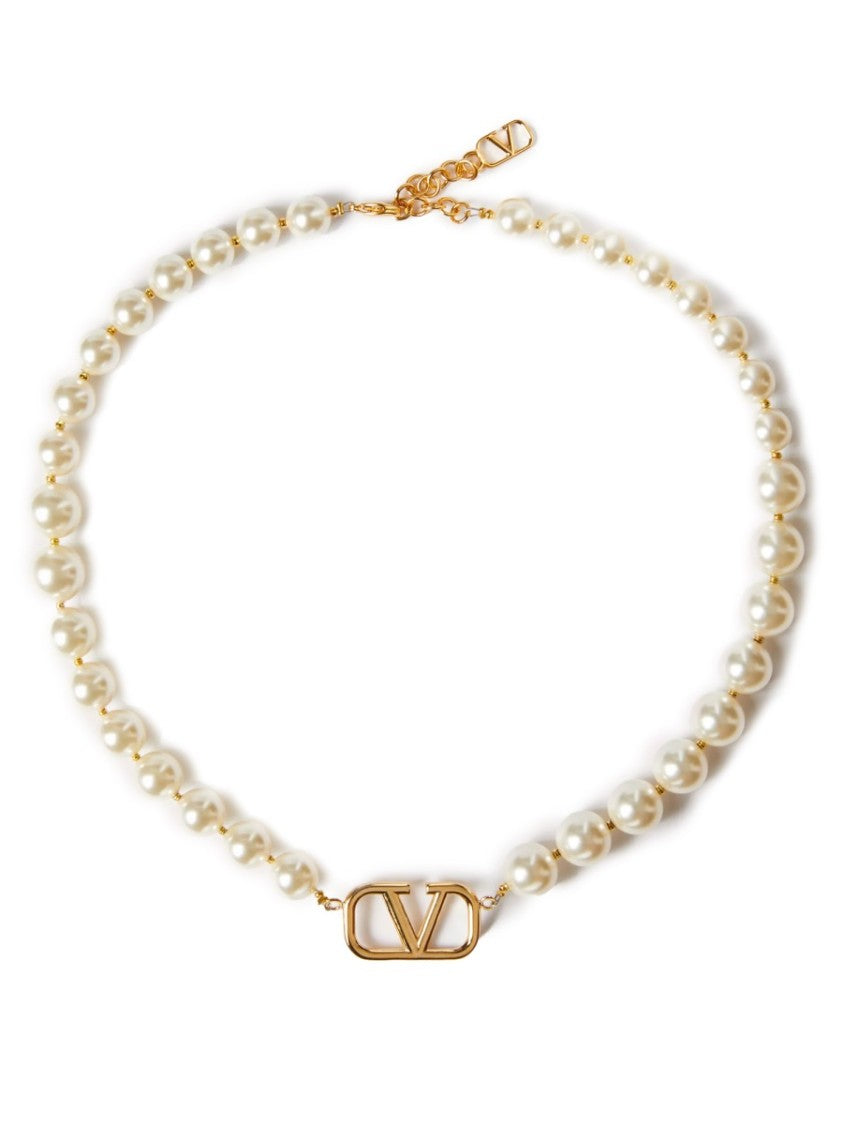 Valentino Garavani Vlogo Signature Metal And Swarovski® Pearls Necklace
