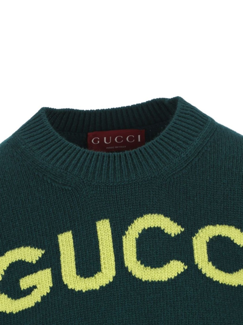 Gucci Cropped Knit Top With Ribbed Neckline
