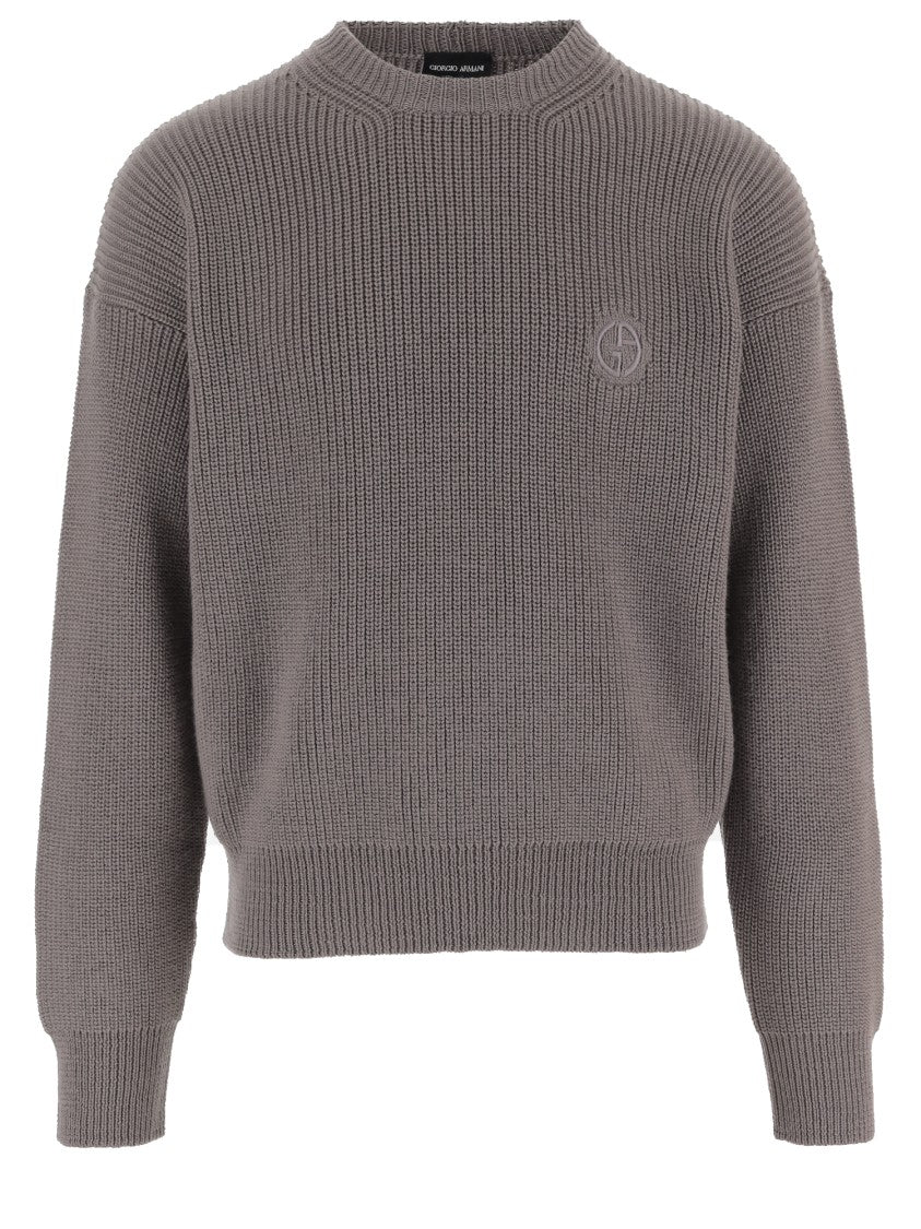 Giorgio Armani Virgin Wool Sweater With Ribbed Detailing