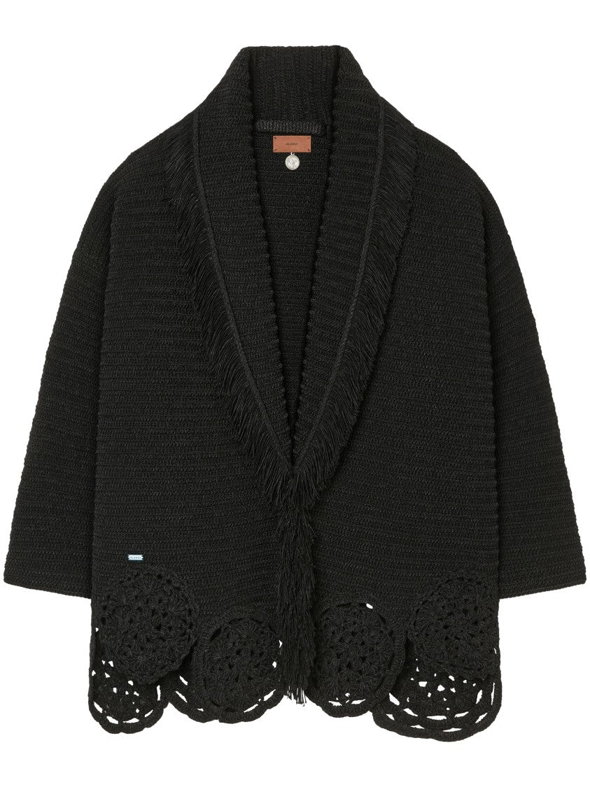Alanui Island Memories Scalloped Fringe Knit Cardigan