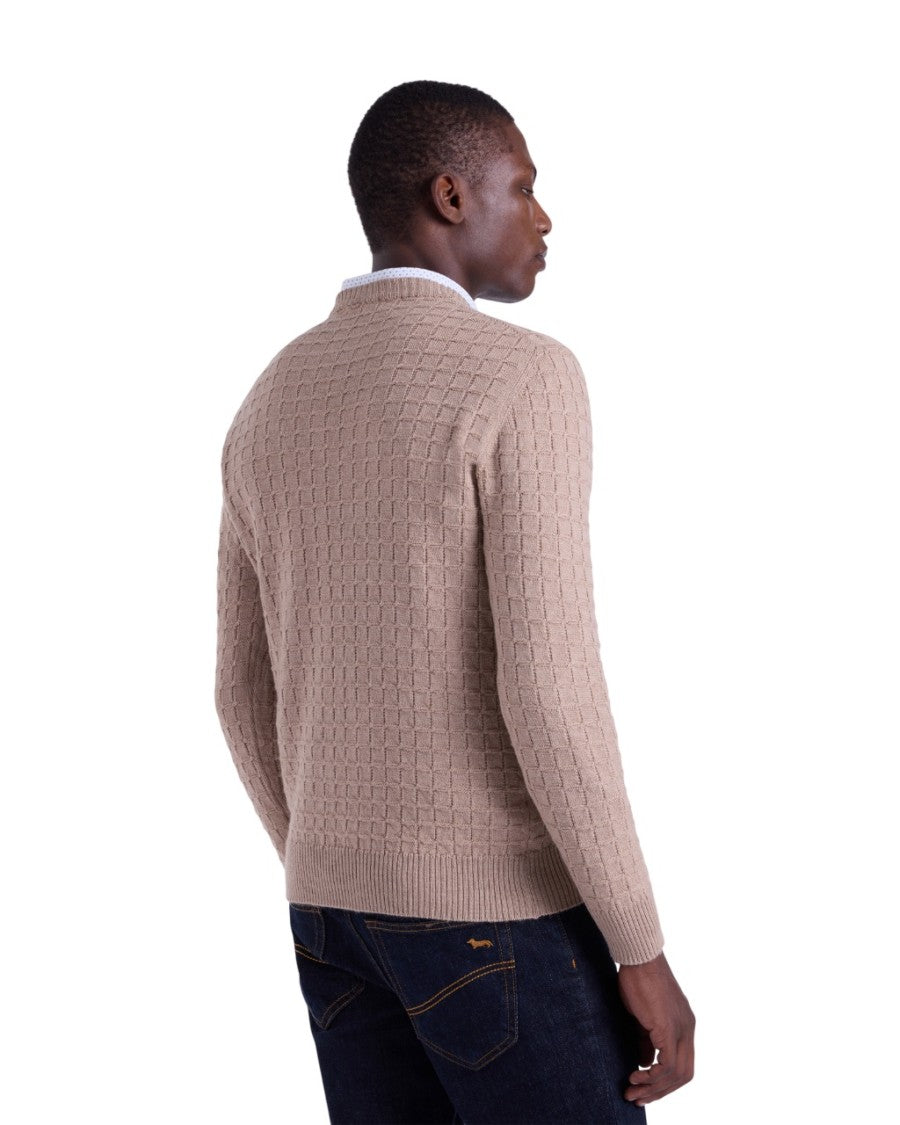 Harmont & Blaine Textured Wool Blend 3D Check Sweater