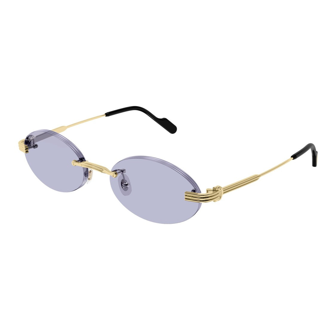 Cartier Oval-Shaped Rimless Sunglasses With Gold-Tone Accents