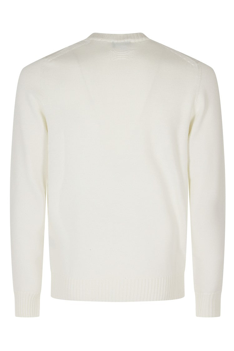 Drumohr Cream Double-Ply Merino Wool Crew Neck Sweater