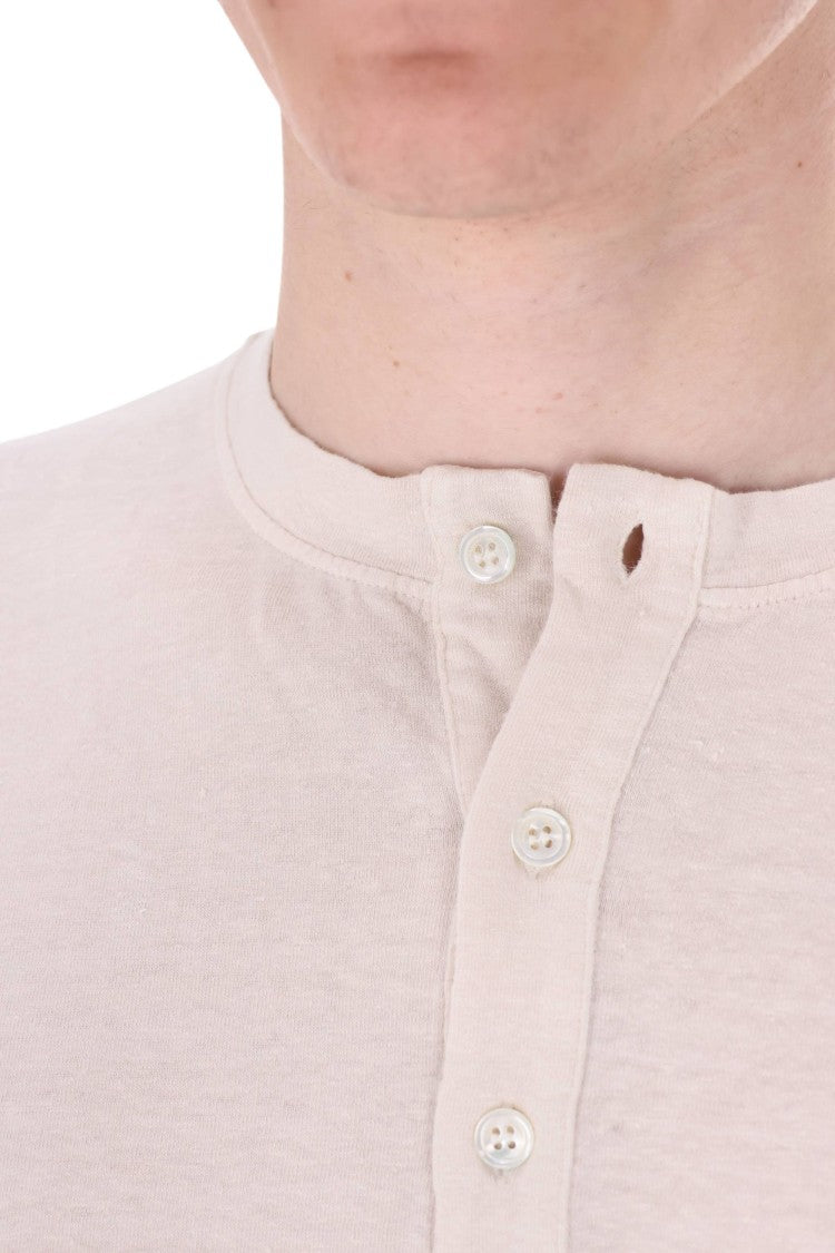 Roberto Collina Long-Sleeve Linen Jersey Henley T-Shirt