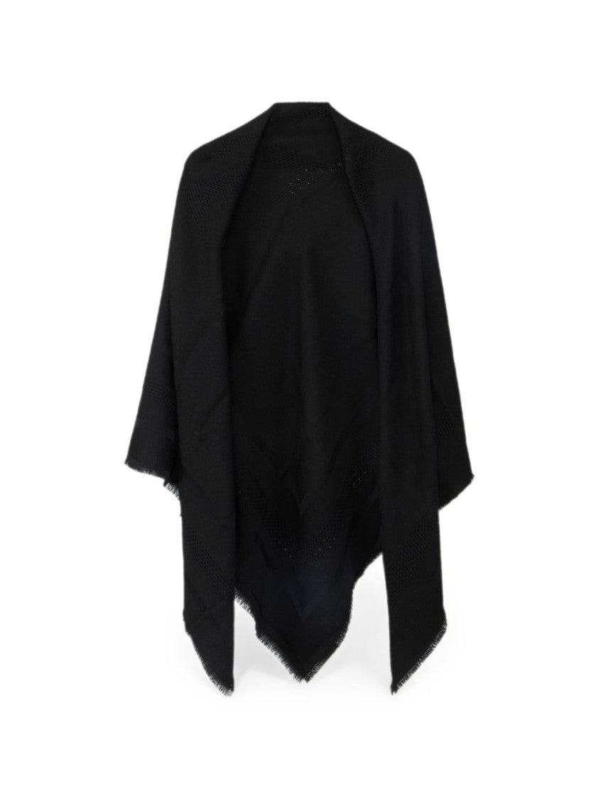 Elisabetta Franchi Grey Large Soft Wool Fringed Scarf