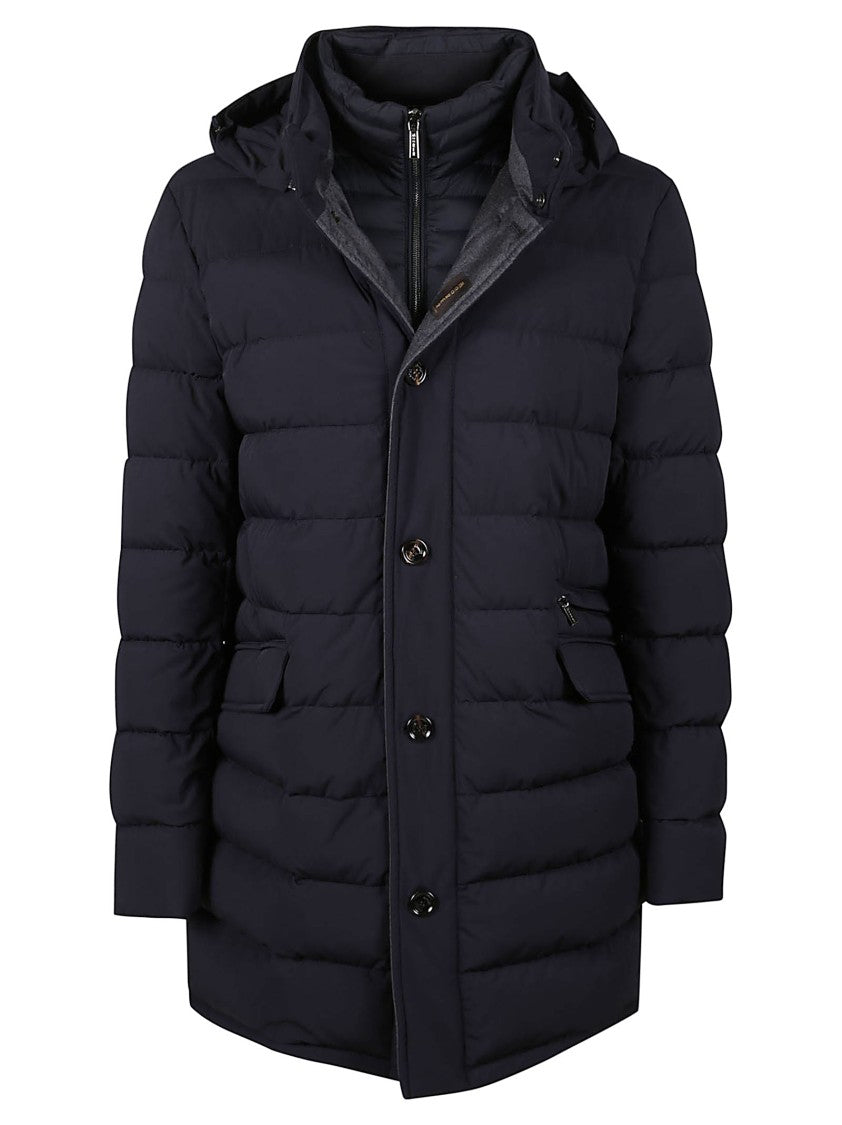 Moorer Padded Blue Down Jacket With Hood
