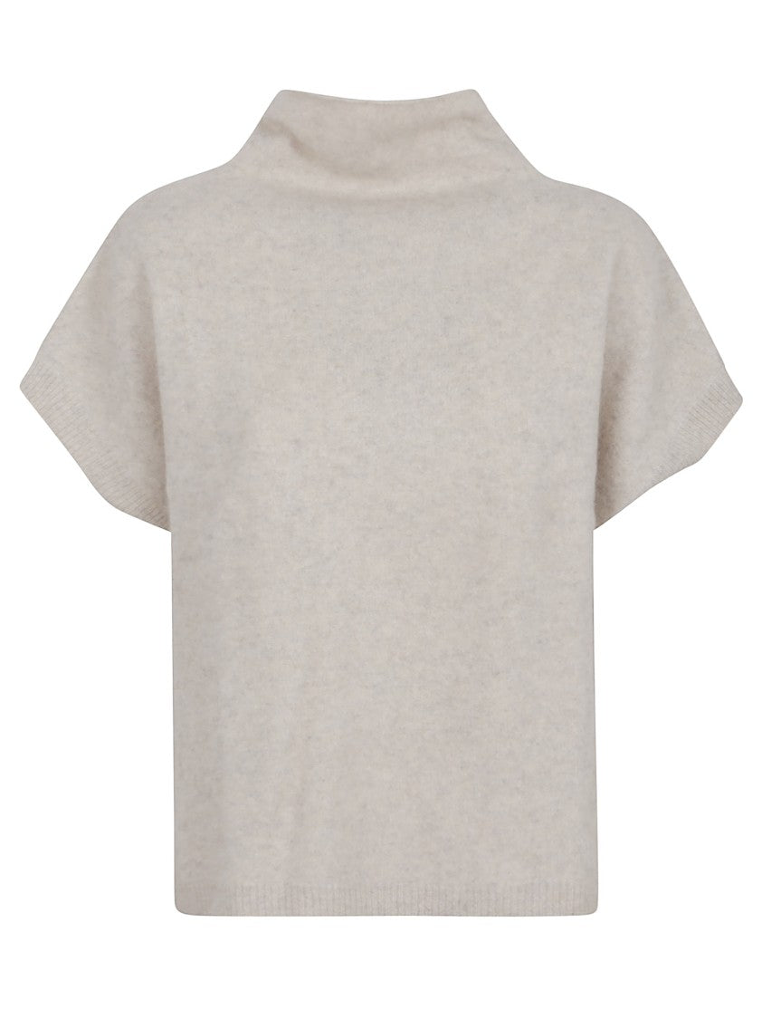 Parosh High Neck Short Sleeve Raccoon Sweater