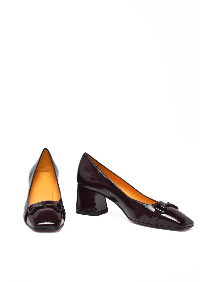 Mara Bini Chocolate Leather Chain Pumps