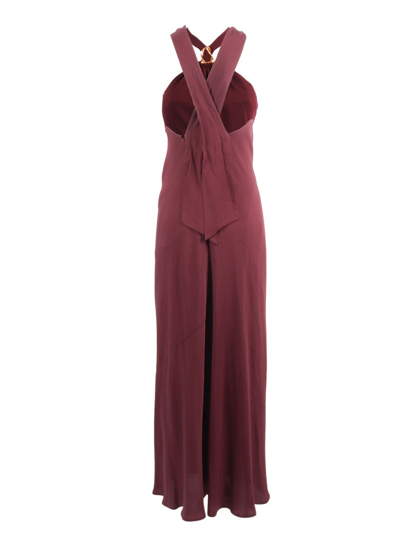 Forte Forte Burgundy Crepe Halter Midi Dress