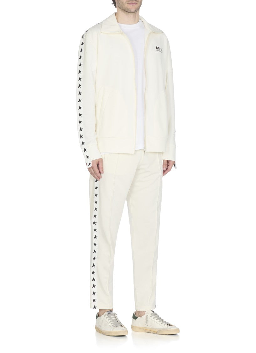 Golden Goose Ivory Pants With Contrasting Logo Band