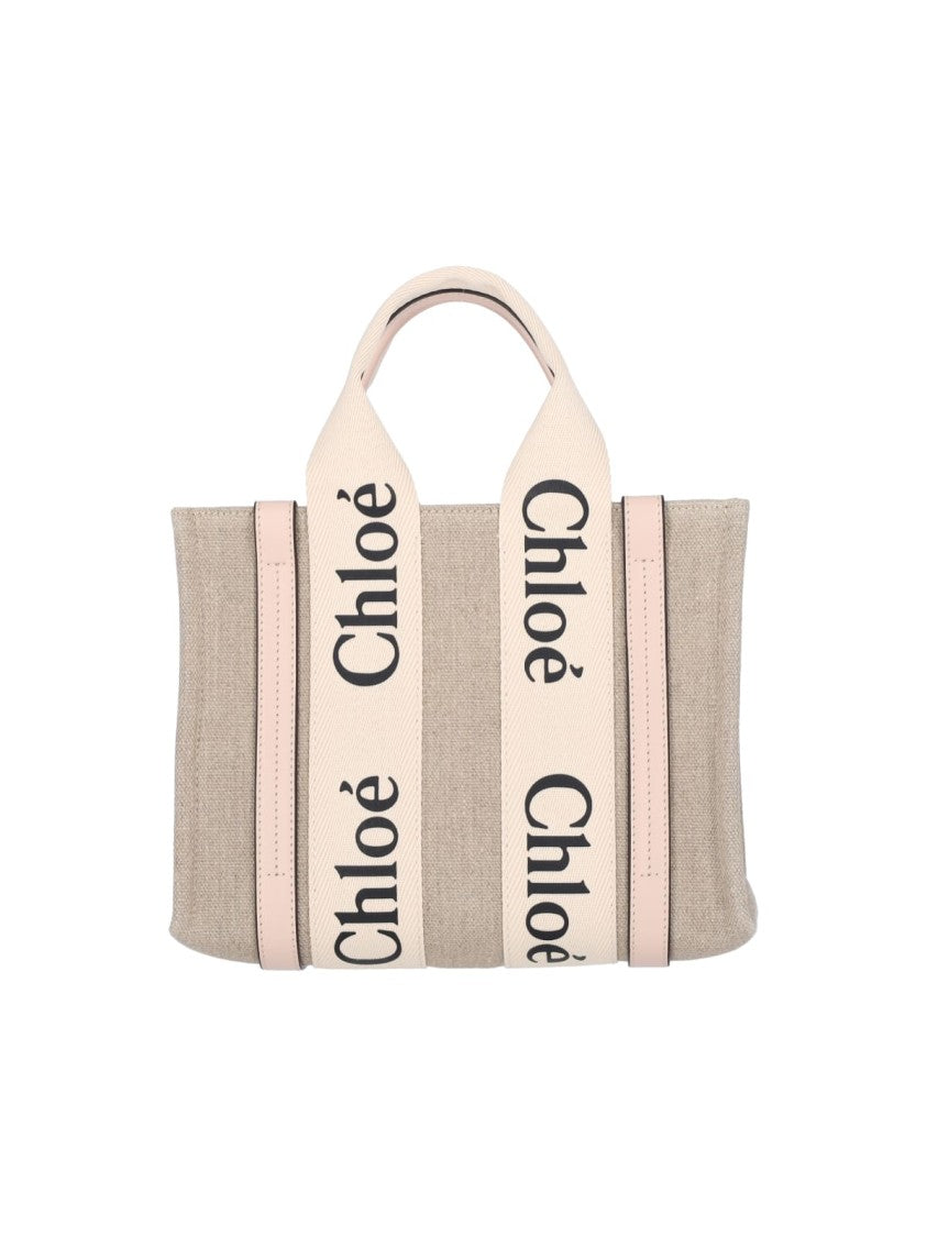 Chloé "Woody" Small Tote Bag Beige
