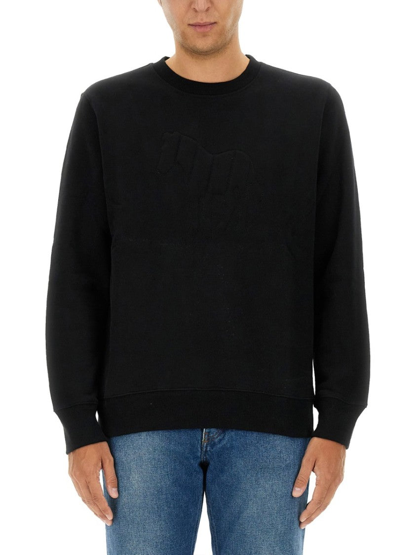 Ps Paul Smith Black Cotton Sweatshirt With Embossed Design