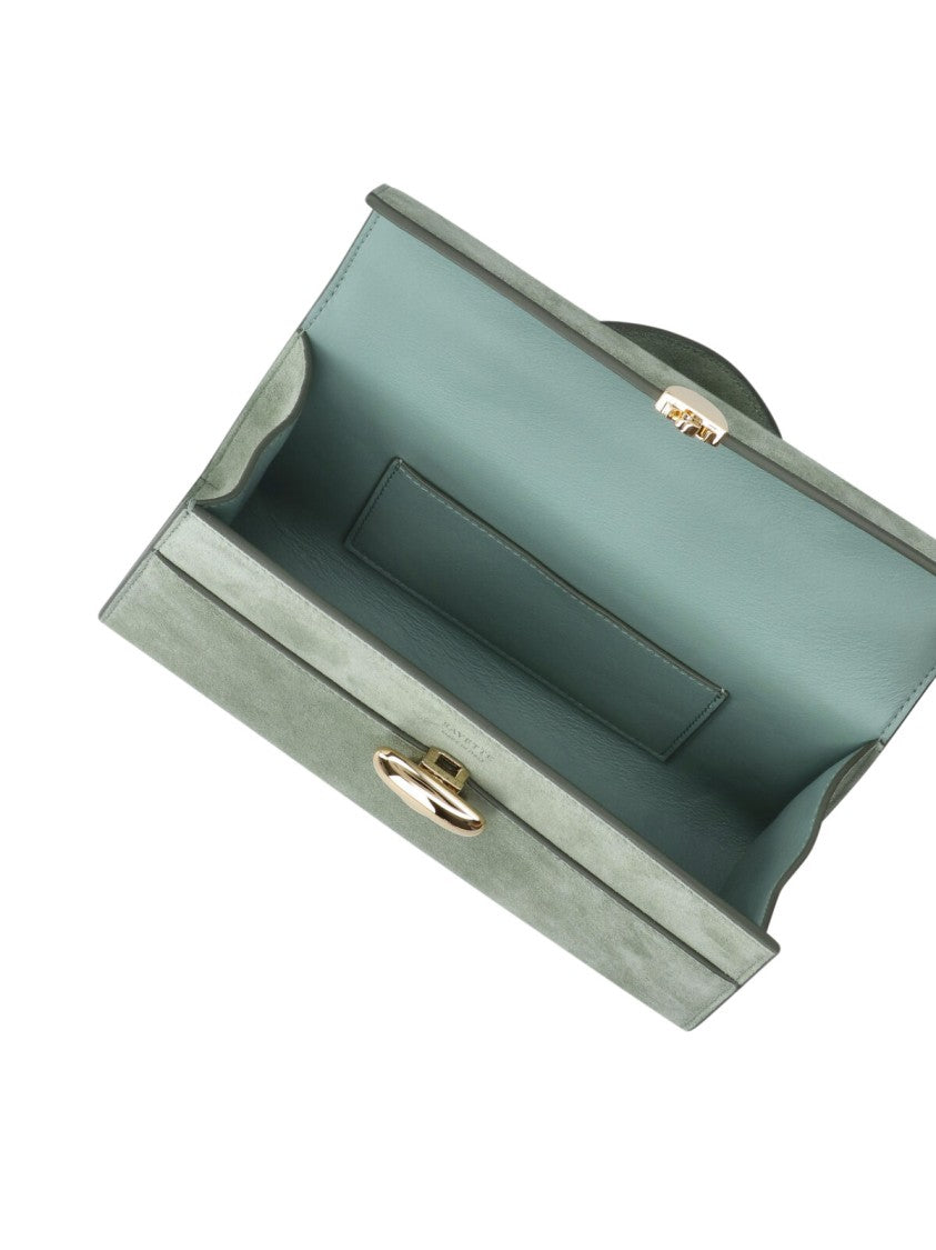 Savette Green Suede Symmetry Clutch