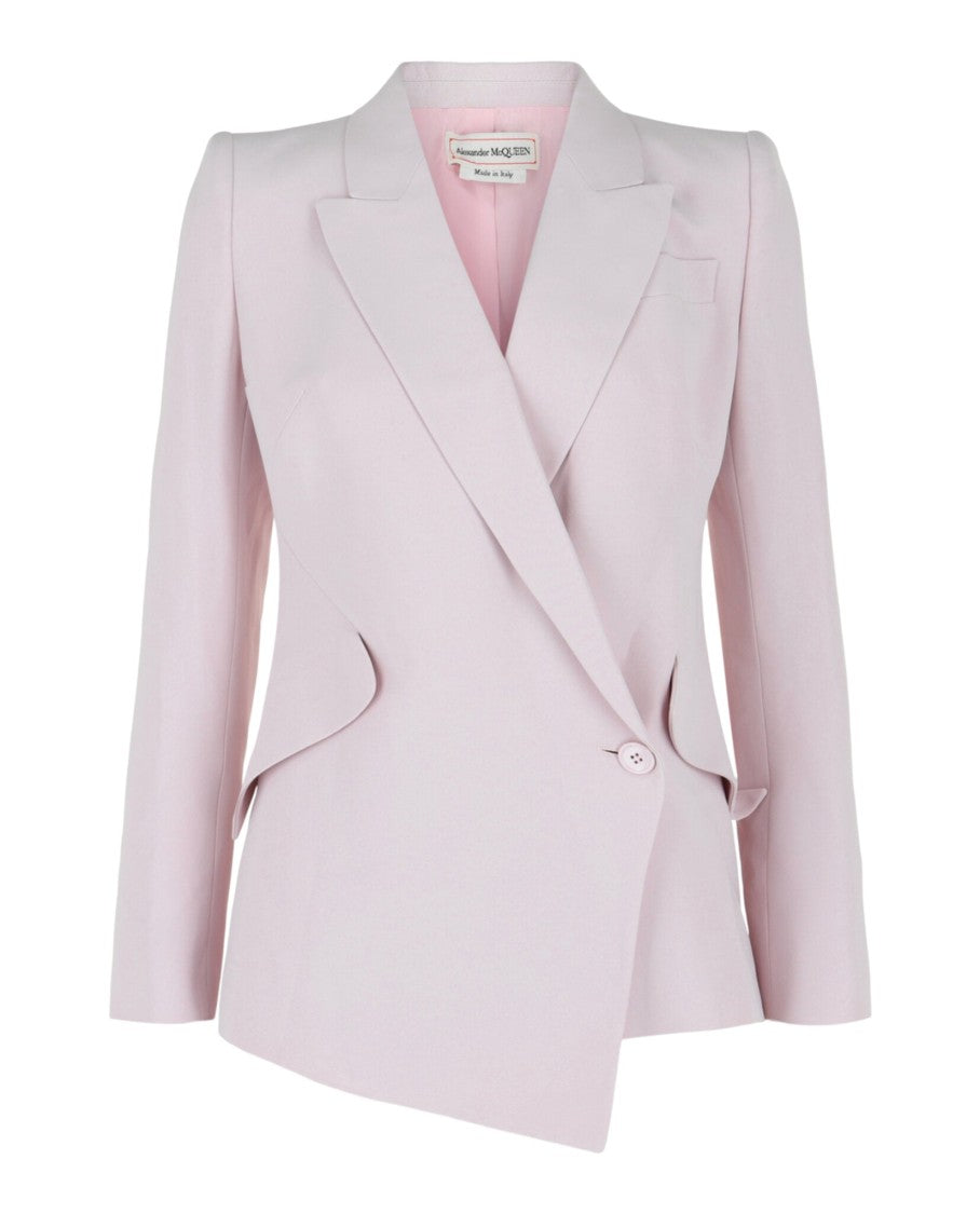 Alexander Mcqueen Asymmetric Double Breasted Blazer With Concealed Buttons