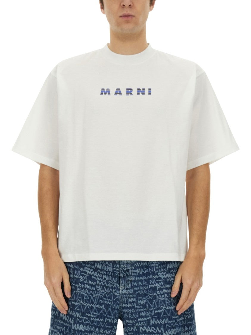 Marni Relaxed-Fit Cotton T-Shirt With Bold Logo Detail
