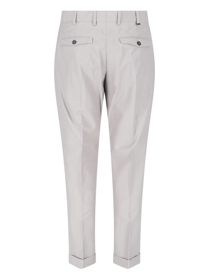 Pt Torino Grey Tailored Pleated Virgin Wool Trousers