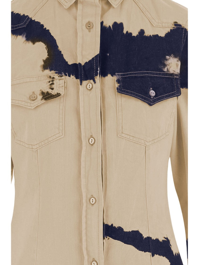 Don't @ Me Tie-Dye Cotton Shirt With Classic Collar