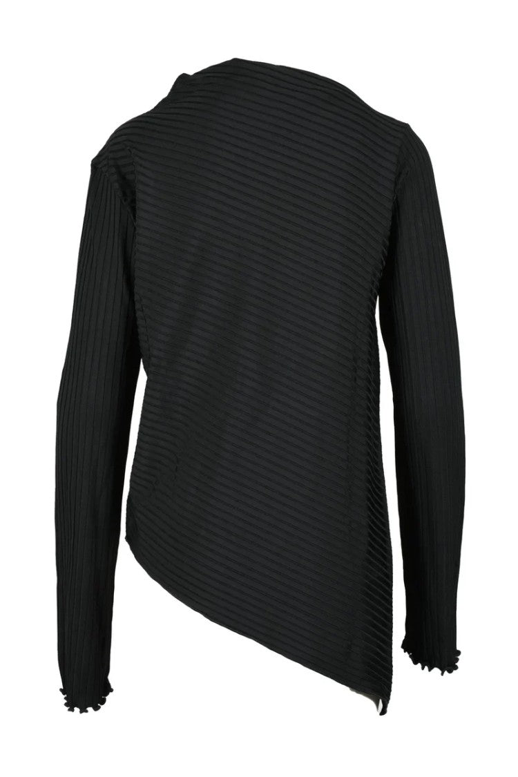 Róhe Ribbed Long-Sleeved Blouse With Asymmetrical Hemline