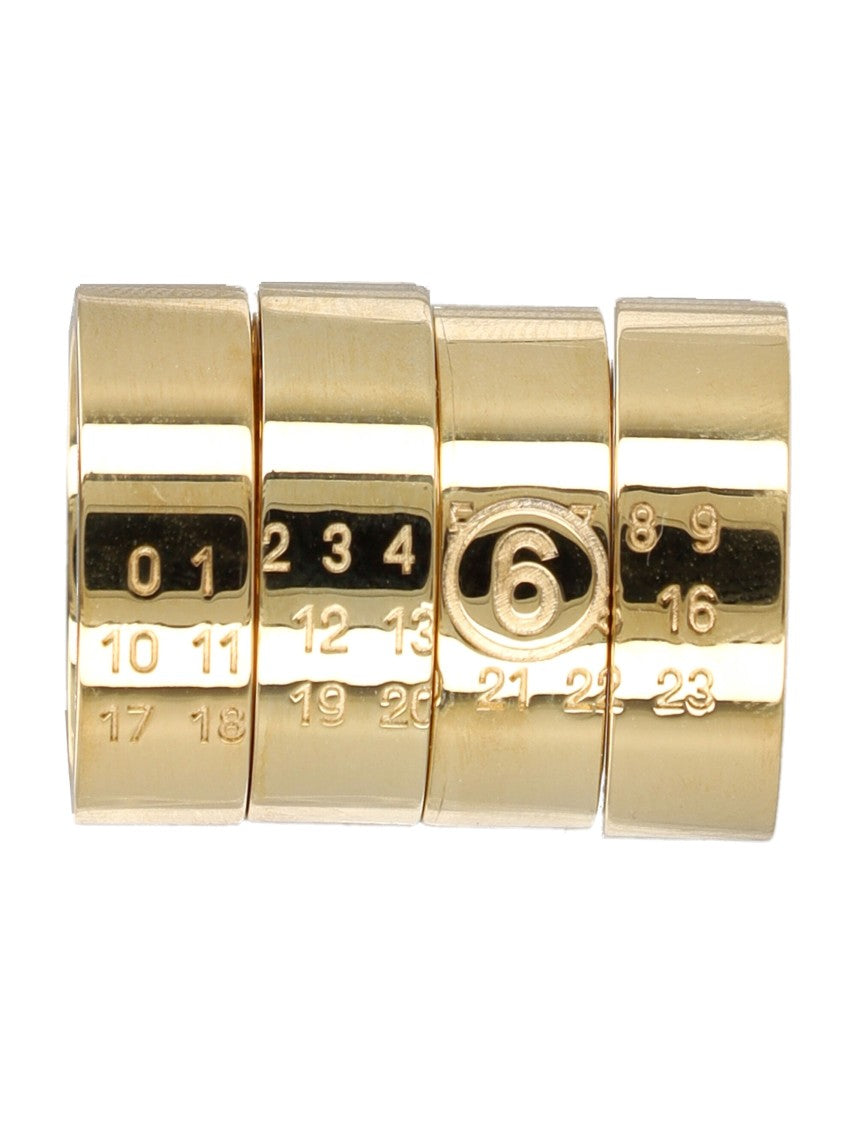 Mm6 By Maison Margiela 4 Ring Sculptural Gold Stacked Numeric Rings Set