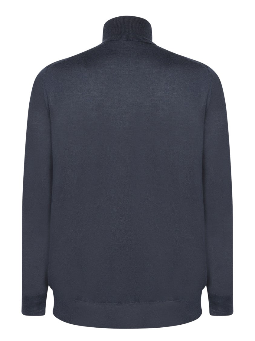 Dell'oglio Blue High Neck Cashmere Knitwear Sweater