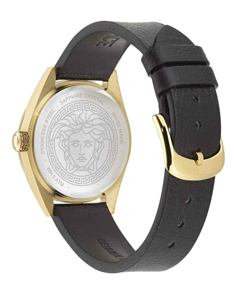 Versace Versace Two-Hand Quartz Watch With Black Guilloche Dial