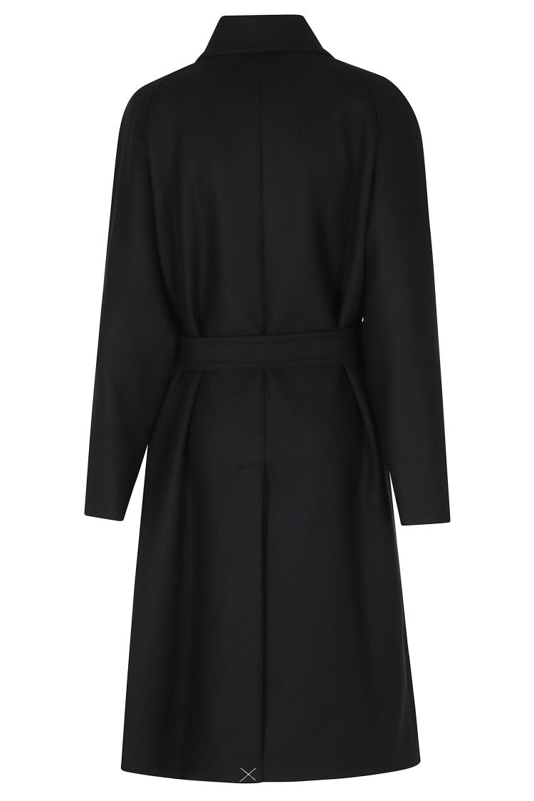 Fay Black Belted Robe Virgin Wool-Blend Coat