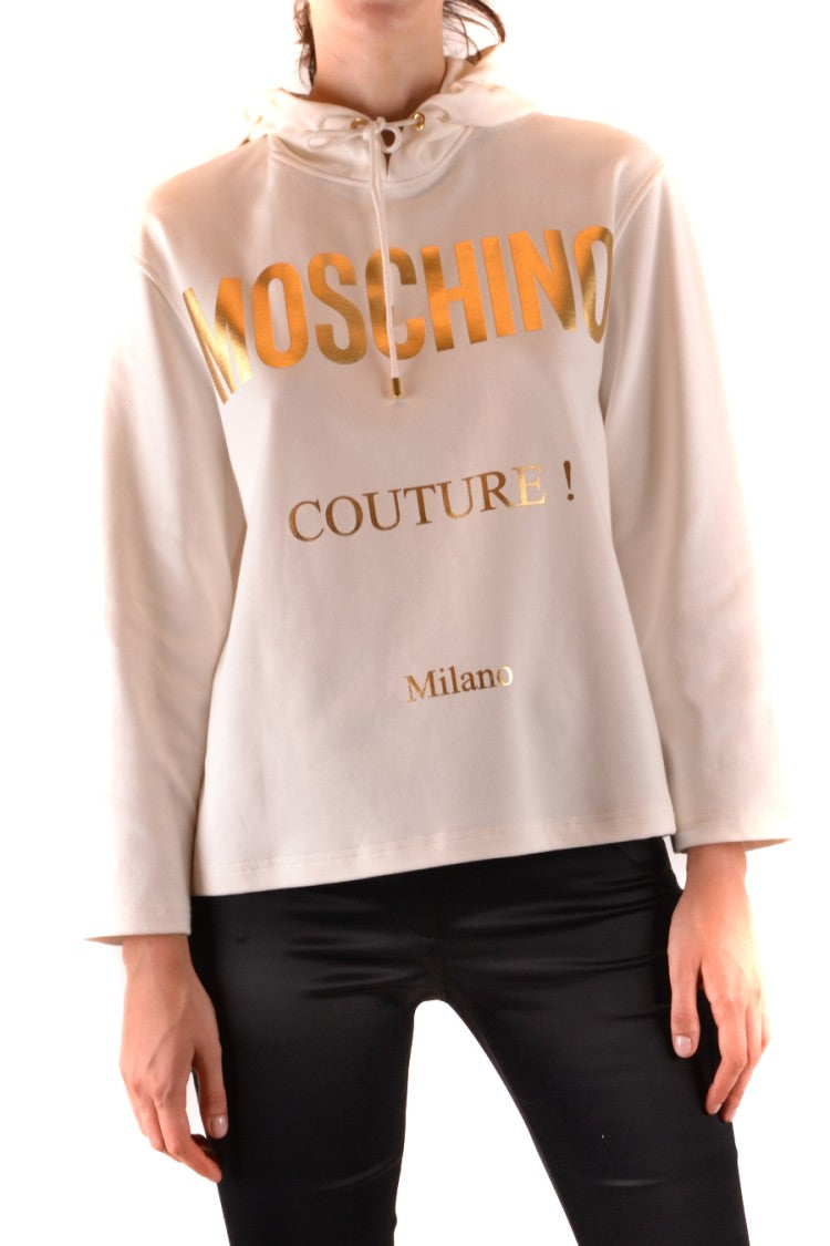 Moschino Minimalist White Sweatshirt With Gold Lettering