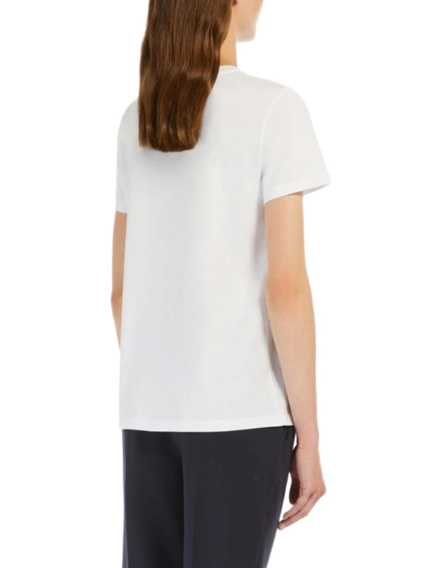 Max Mara White Short-Sleeve T-Shirt With Embossed Pocket Detail