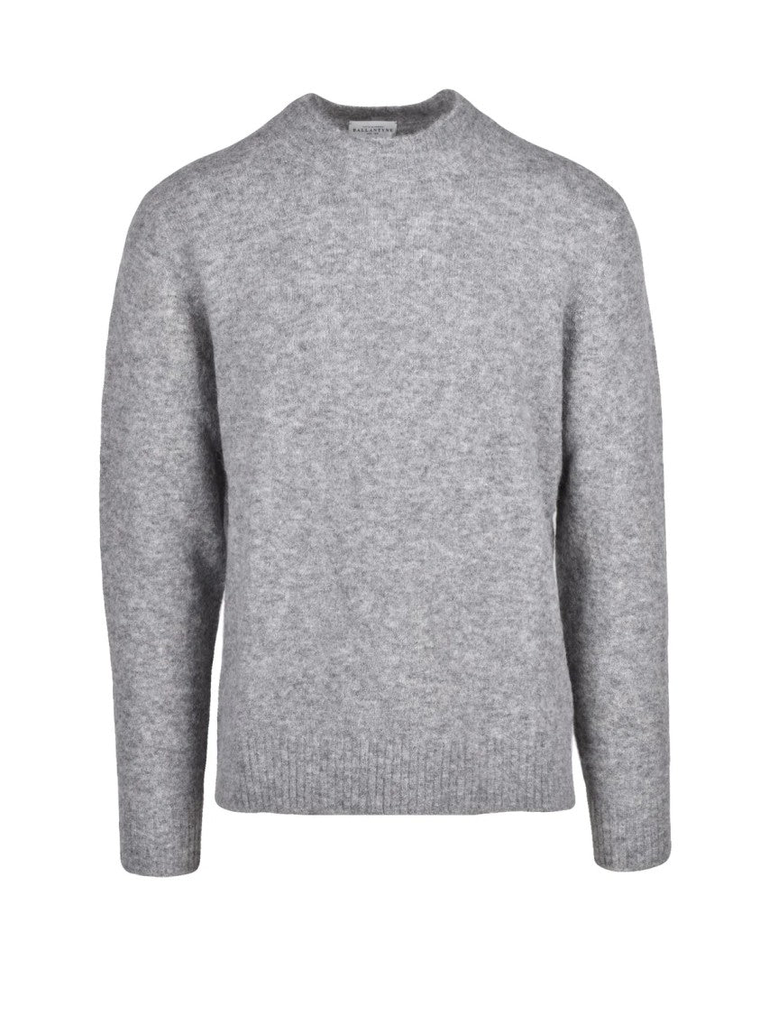 Ballantyne Grey Textured Alpaca-Blend Crewneck Sweater
