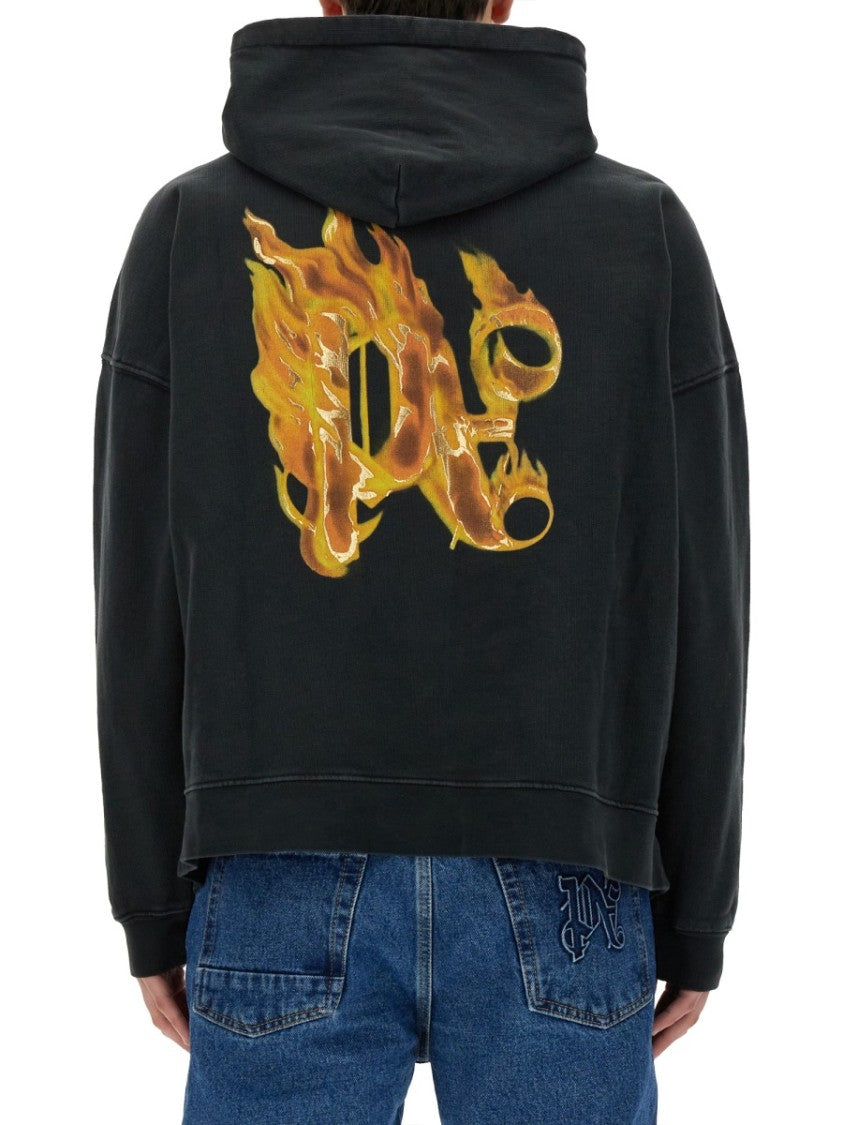 Palm Angels "Burning Monogram" Print Sweatshirt