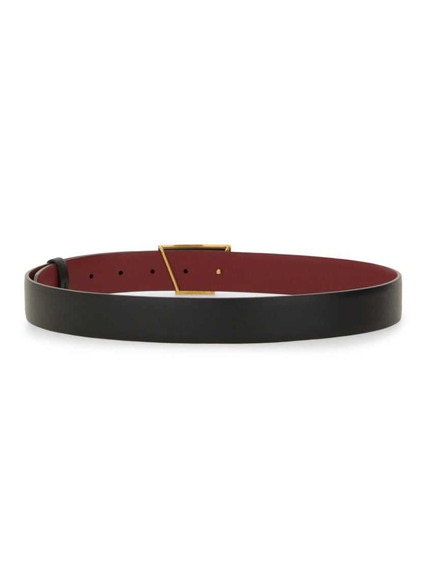 Tod's Reversible Belt With Polished Gold 'T' Buckle