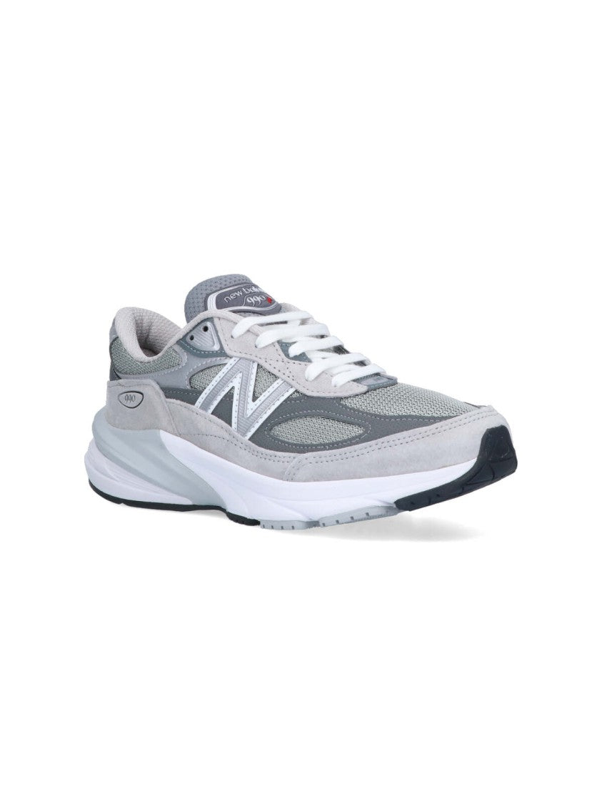 New Balance Tonal Grey Leather And Mesh Sneakers