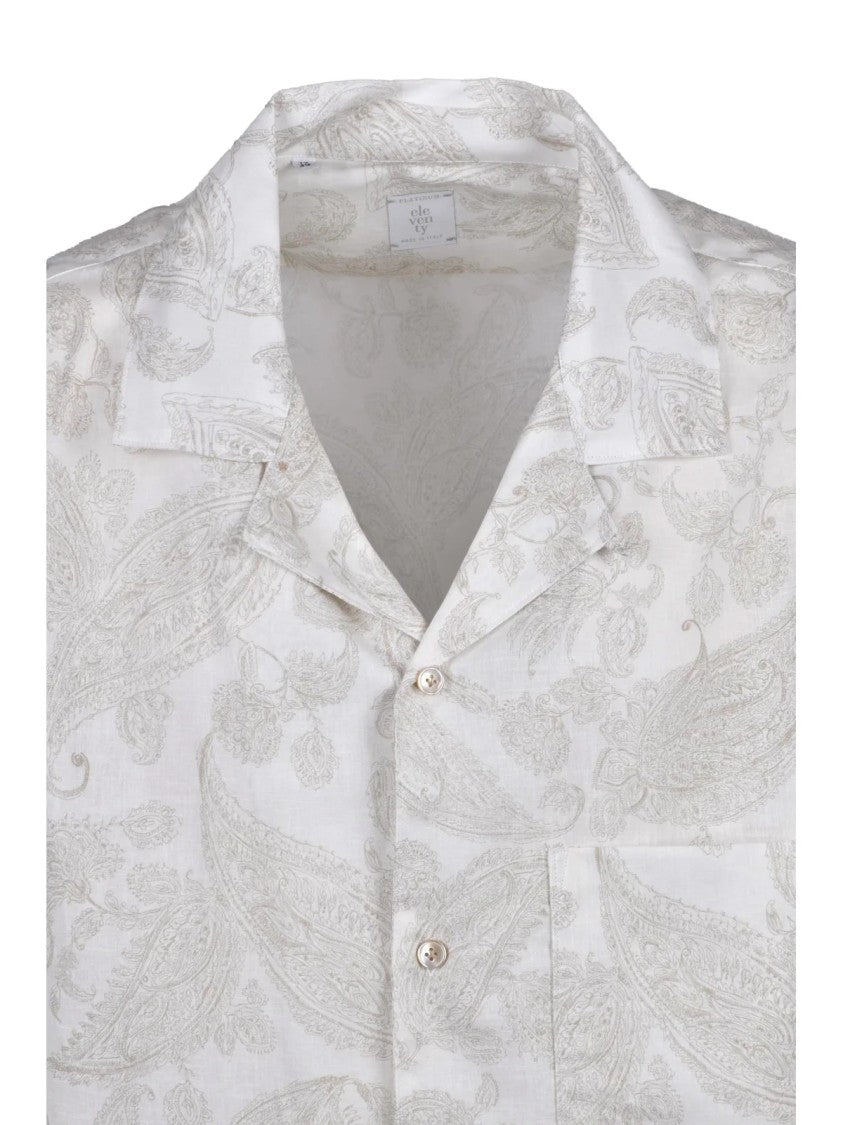 Eleventy White Beige Linen Cotton Shirt