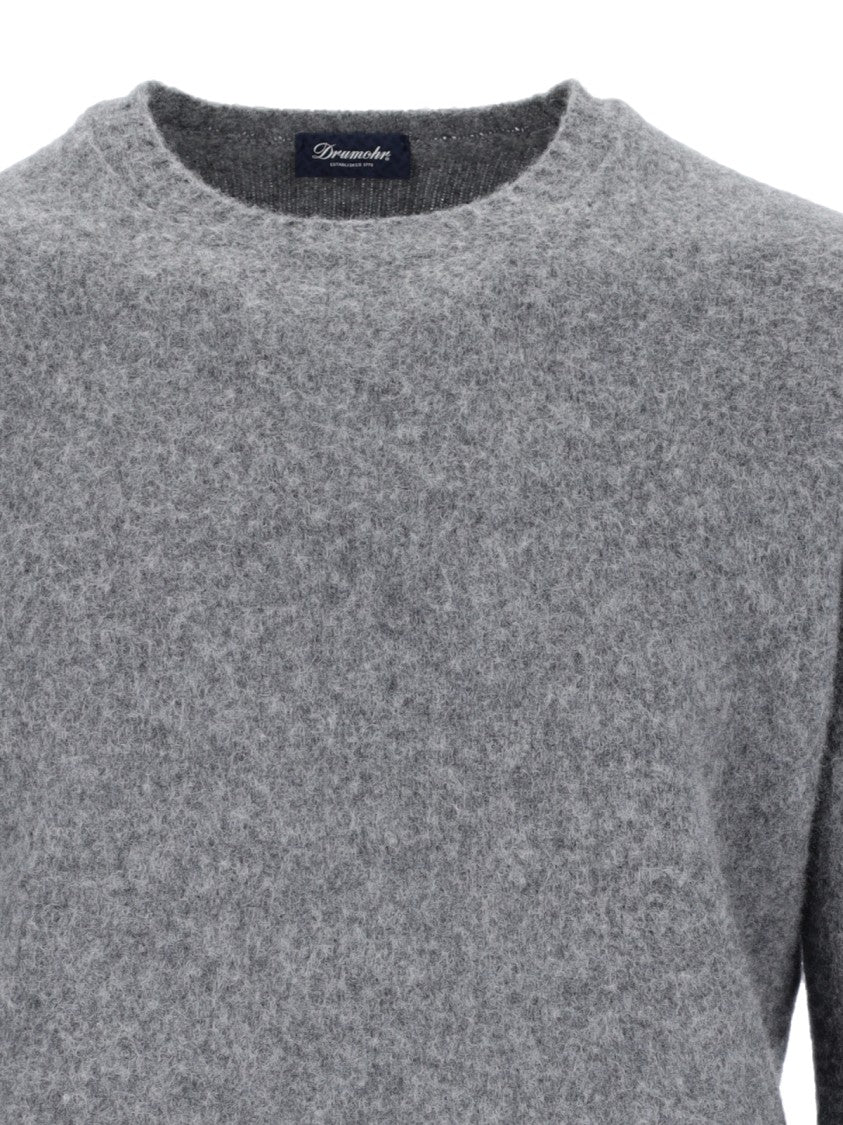 Drumohr Basic Sweater In Grey Wool Dark Shade
